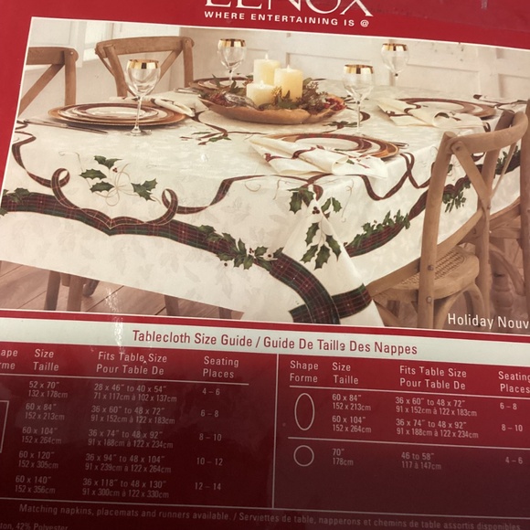 NWT Lenox Holiday Nouveau 60 x 140 Rectangle Tablecloth - Picture 2 of 6